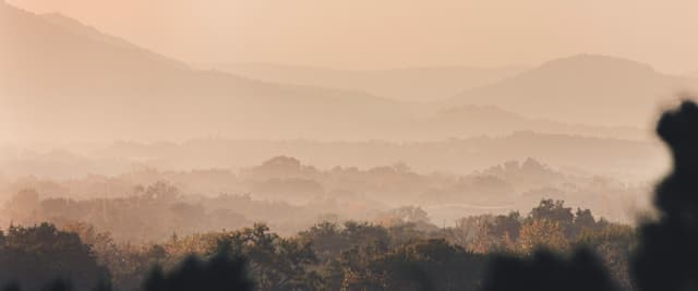 Foggy Hill Country layers at sunset, Dripping Springs Texas
