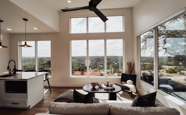 Hideaway Nook living area with dark, moody modern decor